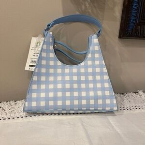 No Boundaries White Light Blue Gingham Plaid Crossbody Handbag Purse Bag New